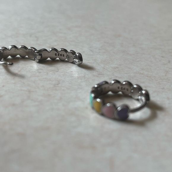 Sterling Silver Earrings Rainbow Heart Ear Ring Dangle 925 enamel - Picture 4 of 5